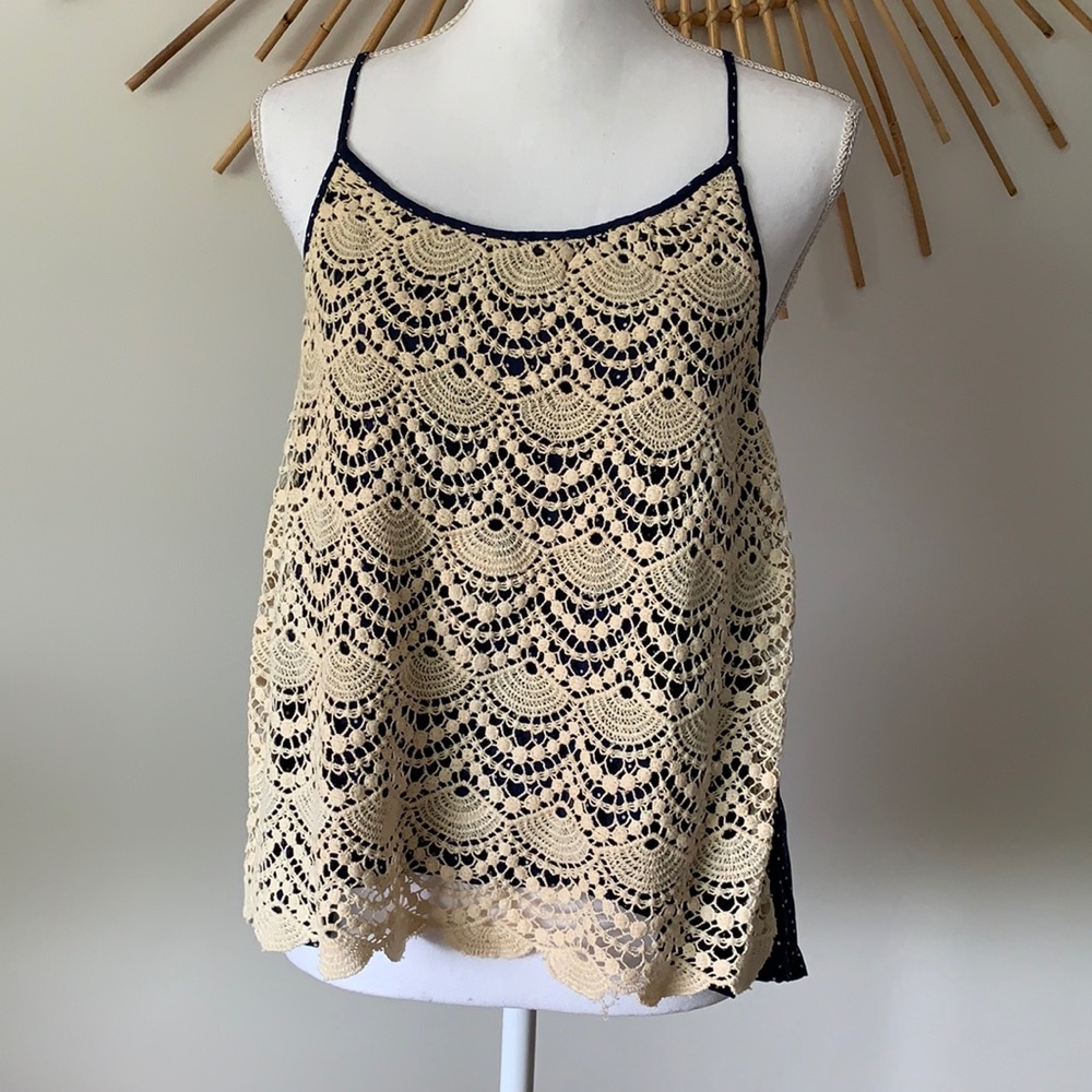 $3 hazel Boho Lace & Polka Dot Tank